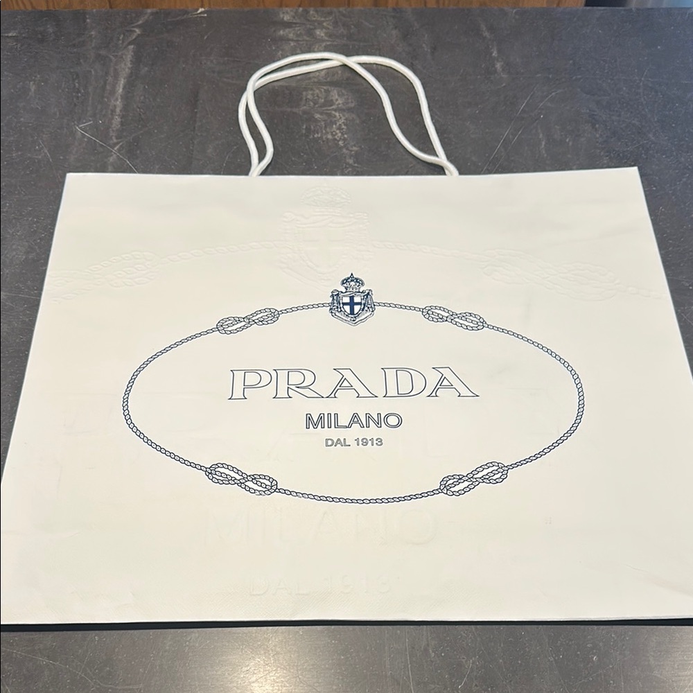 Authentic Prada Shopping Bag - White - 22”w x 18.5”t x 6”d